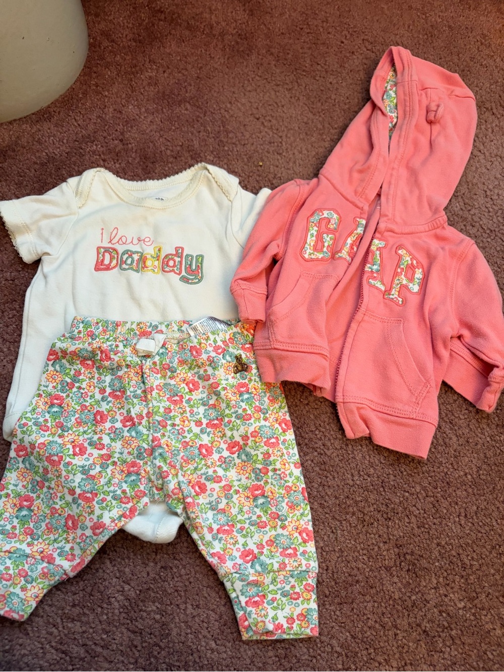 GAP Floral Print Baby Bottoms - White, Pink, Green